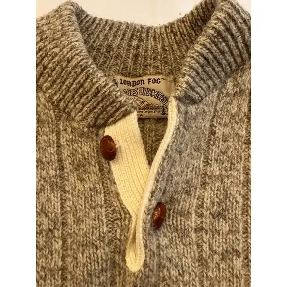Vintage London Fog Outdoors Unlimited Chunky Sweater Sz M Tall Beige Wool Blend - Picture 5 of 7